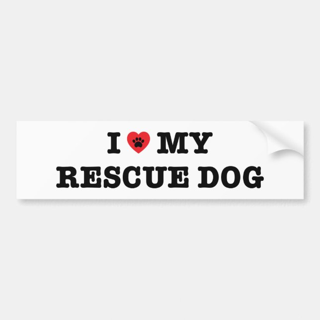 I Heart My Rescue Dog Bumper Sticker (Front)