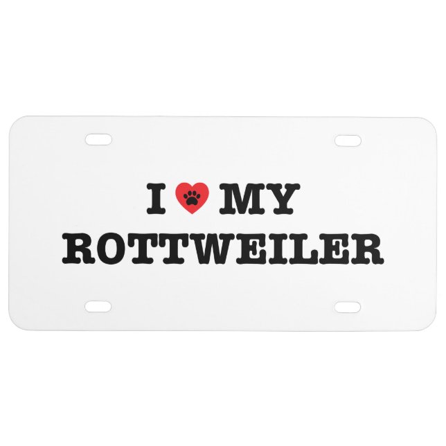 I Heart My Rottweiler License Plate (Front)