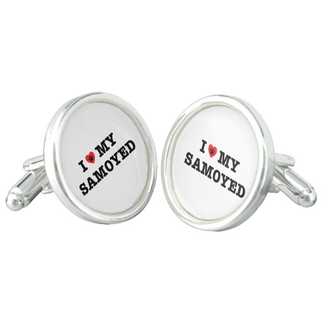 I Heart My Samoyed Cufflinks (Angled)