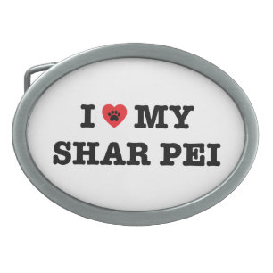 I Heart My Shar Pei Belt Buckle