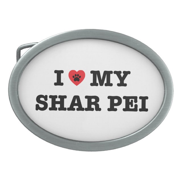 I Heart My Shar Pei Belt Buckle (Front)