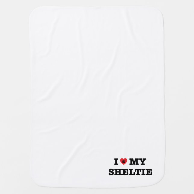 I Heart My Sheltie Receiving Blanket (Front)