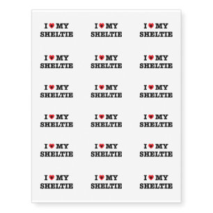 I Heart My Sheltie Temporary Tattoos