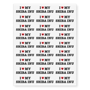 I Heart My Shiba Inu Temporary Tattoos