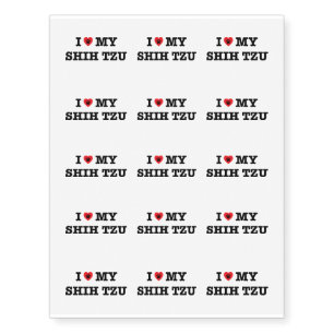 I Heart My Shih Tzu Temporary Tattoos