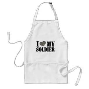I Heart My Soldier Adult Apron