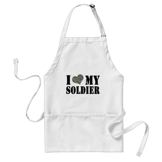 I Heart My Soldier Adult Apron (Front)