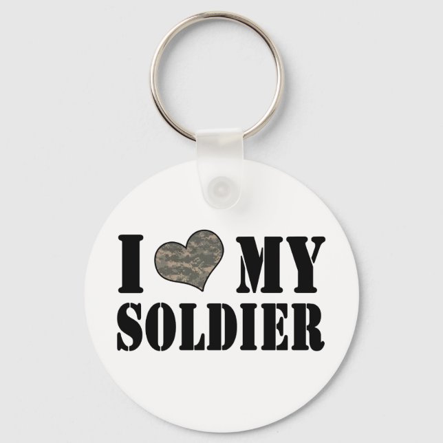 I Heart My Soldier Keychain (Front)