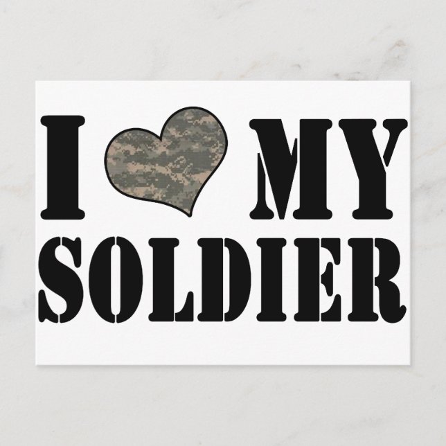 I Heart My Soldier Postcard (Front)
