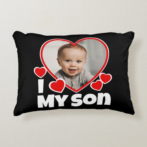 I Heart My Son Personalized Photo Accent Pillow