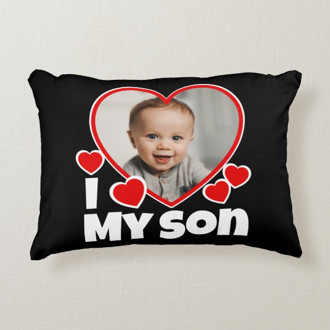 I Heart My Son Personalized Photo Accent Pillow (Front)
