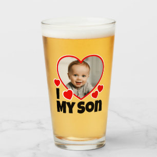 I Heart My Son Personalized Photo Beer Glass