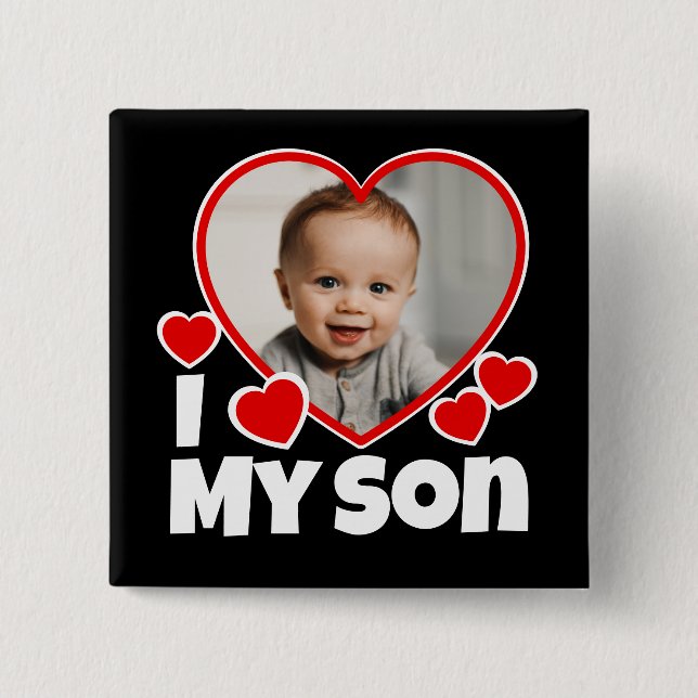 I Heart My Son Personalized Photo Button (Front)