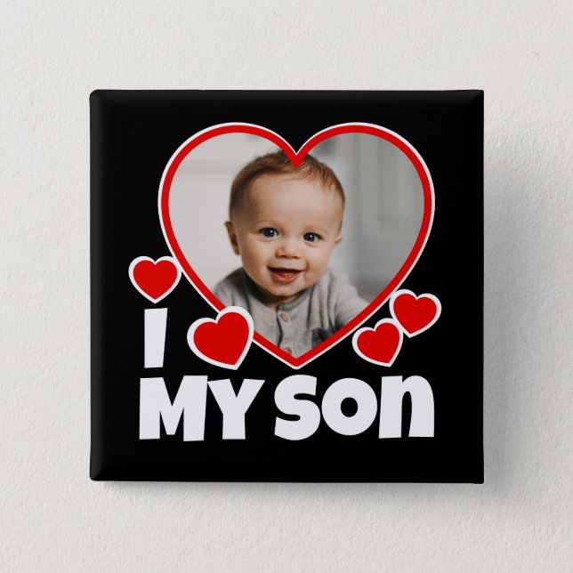 I Heart My Son Personalized Photo Button (Front)