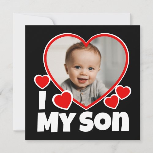 I Heart My Son Personalized Photo Flat Card