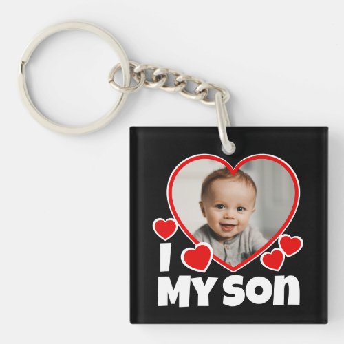 I Heart My Son Personalized Photo Keychain