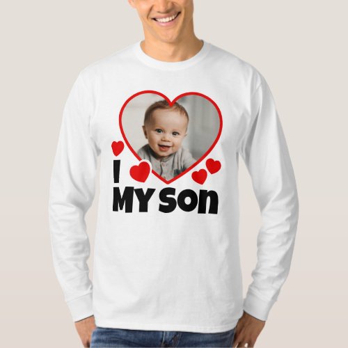 I Heart My Son Personalized Photo Long Sleeve T_Shirt