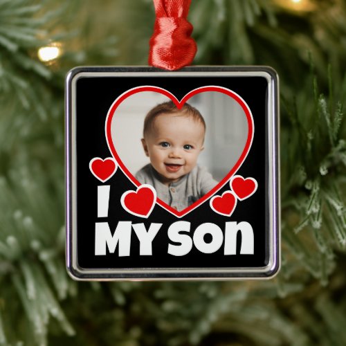 I Heart My Son Personalized Photo Metal Ornament