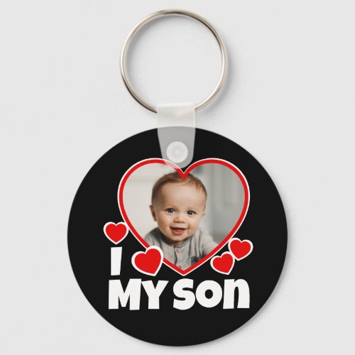 I Heart My Son Personalized Photo Round Keychain