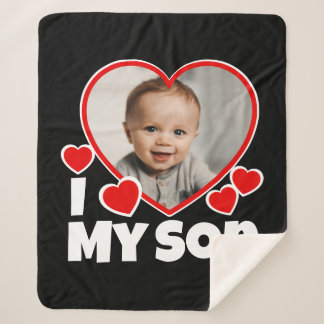 I Heart My Son Personalized Photo Sherpa Blanket