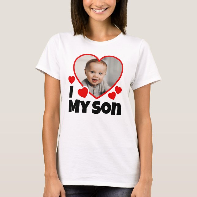I Heart My Son Personalized Photo T-Shirt (Front)