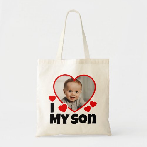 I Heart My Son Personalized Photo Tote Bag