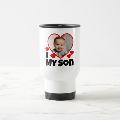 I Heart My Son Personalized Photo Travel Mug