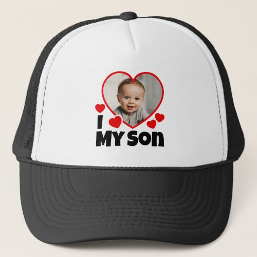 I Heart My Son Personalized Photo Trucker Hat