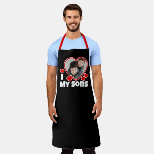 I Heart My Sons Personalized Photo Apron