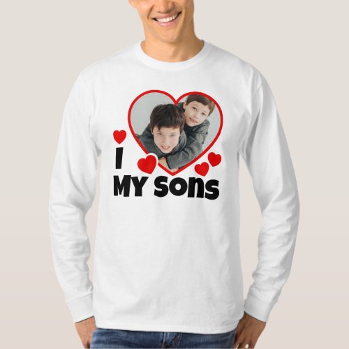 I Heart My Sons Personalized Photo Long Sleeve T_Shirt