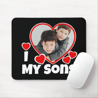 I Heart My Sons Personalized Photo Mouse Pad