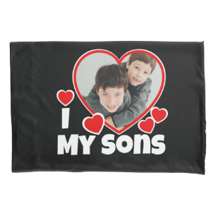 I Heart My Sons Personalized Photo Pillow Case