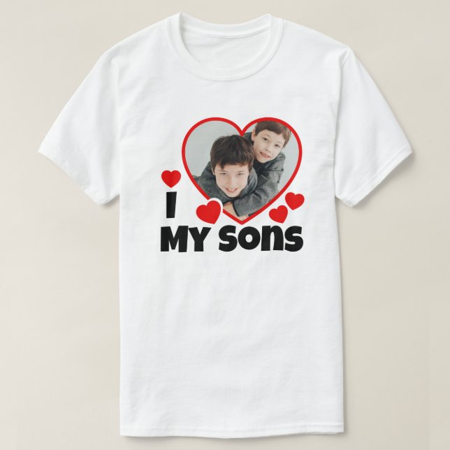 I Heart My Sons Personalized Photo T-Shirt (Design Front)