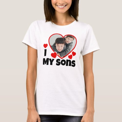 I Heart My Sons Personalized Photo T_Shirt