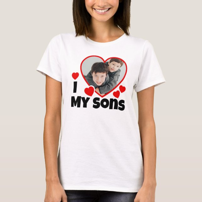 I Heart My Sons Personalized Photo T-Shirt (Front)