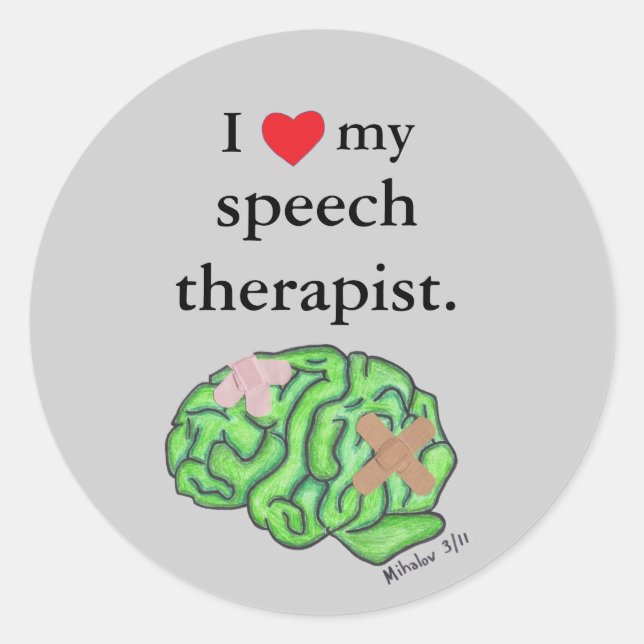 I [heart] my speech therapist classic round sticker (Front)