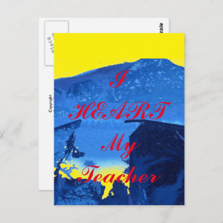 "I Heart My Teacher"  appreciation postcard