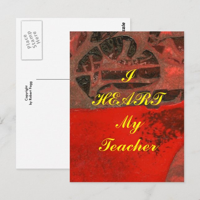 "I Heart My Teacher"  appreciation postcard (Front/Back)
