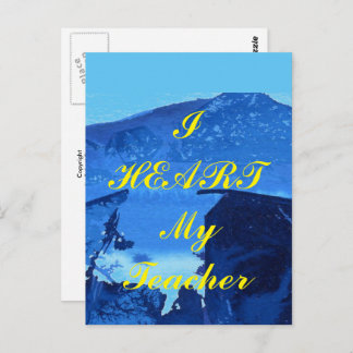 "I Heart My Teacher"  appreciation postcard
