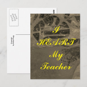 "I Heart My Teacher" appreciation postcard