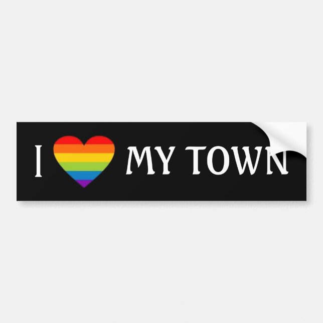 I HEART MY TOWN BUMPER STICKER (Front)