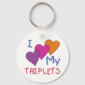 I Heart My Triplets Keychain