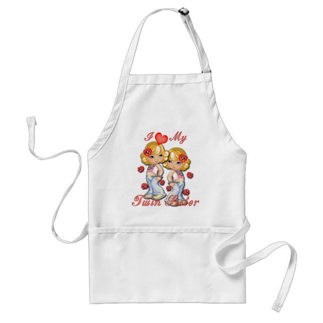 I (Heart) my Twin Sister Adult Apron (Front)