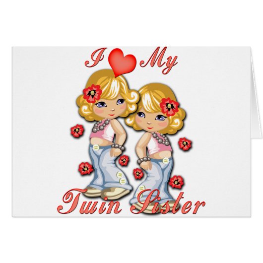 I (Heart) my Twin Sister Cards (Front Horizontal)