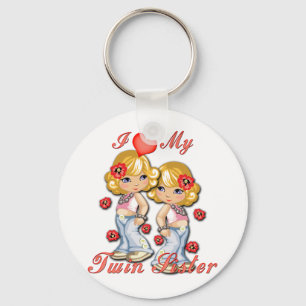 I (Heart) my Twin Sister Keychain