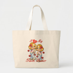 I (Heart) my Twin Sister Large Tote Bag