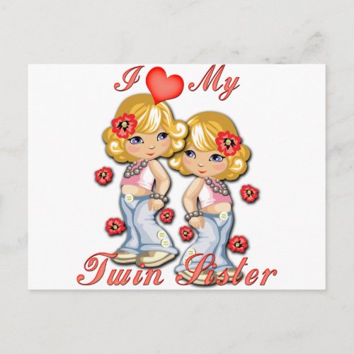 I Heart my Twin Sister Postcard