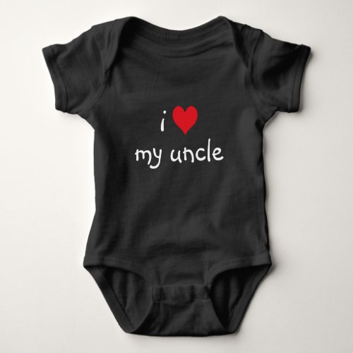 I Heart My Uncle White and Black Baby Bodysuit