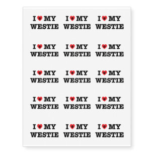 I Heart My Westie Temporary Tattoos