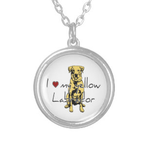 I "heart" my yellow Labrador with graphic Silver Plated Necklace
